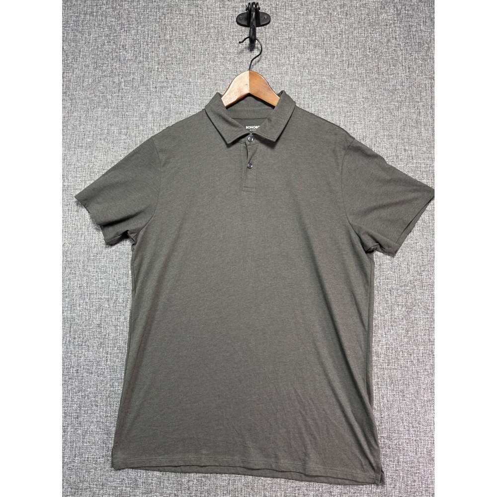 Bonobos Polo Shirt Mens Gray Slim Fit Pima Cotton Drytex | L